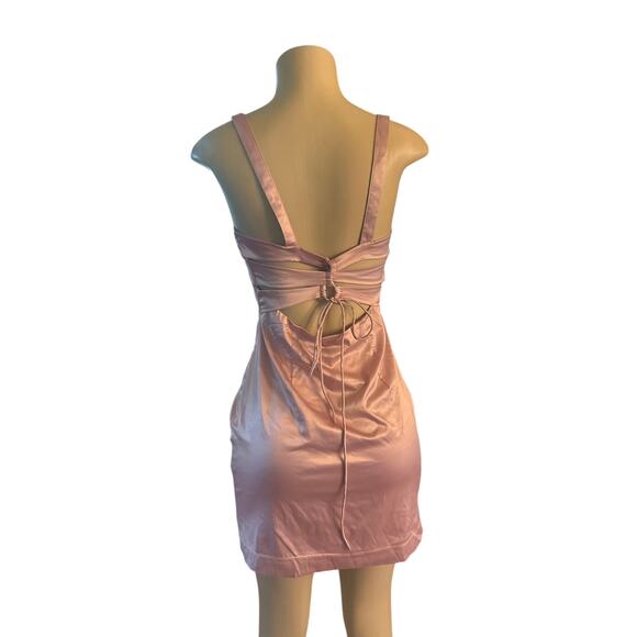 Women M Intimately Free People Satin Pink Mini Dress Lace-Up Open Back - Picture 4 of 6